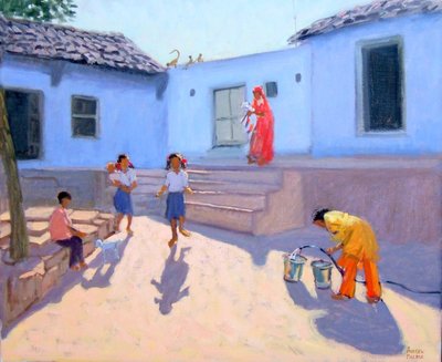 Wasserkrüge füllen, Rajasthan, Indien von Andrew Macara